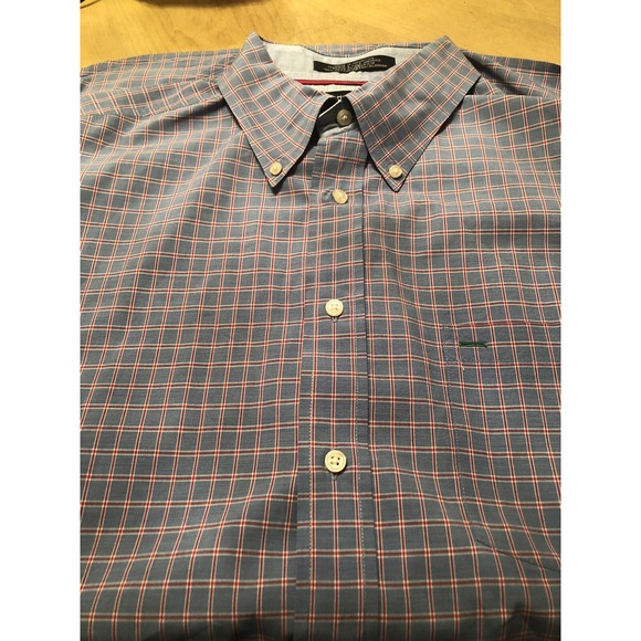 TOMMY HILFIGER Mens Large Button Down Shirt XL Blue Plaid - Picture 1 of 2